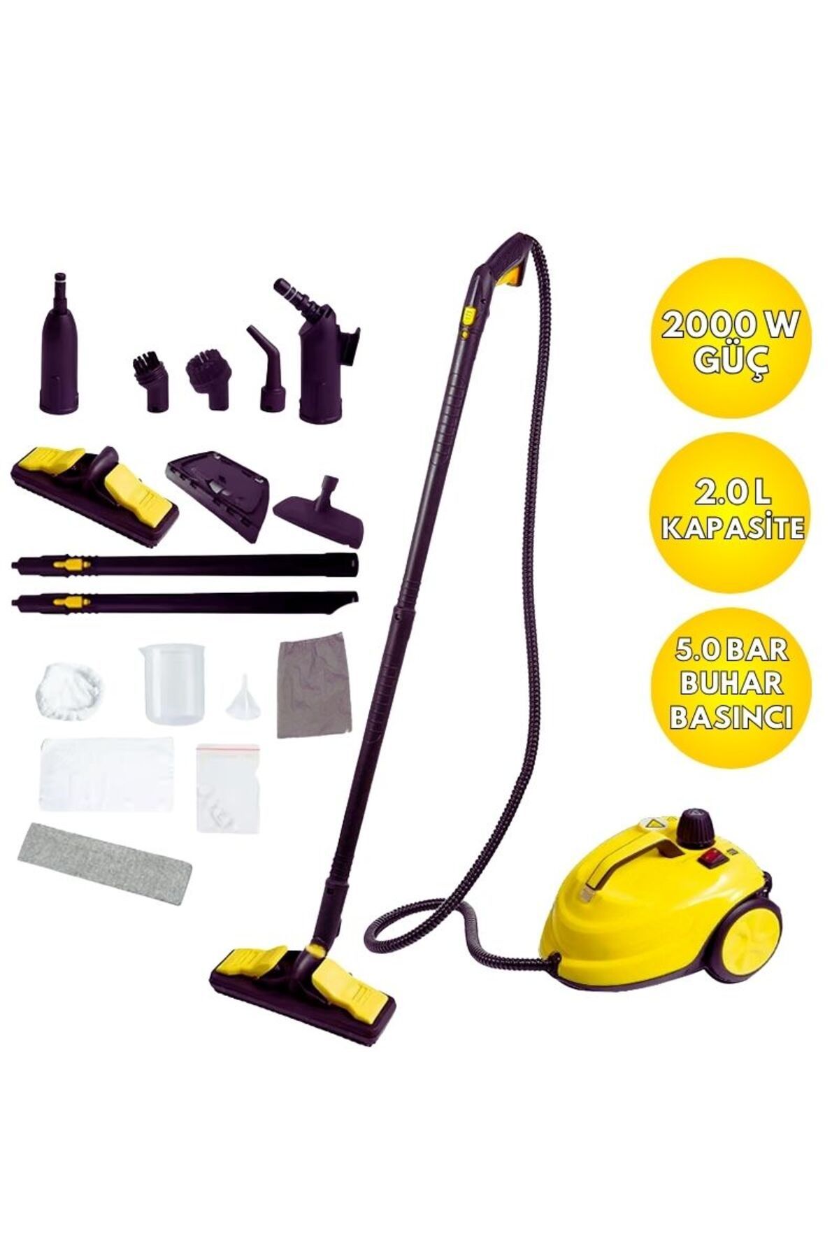 Puremax 2000w / 5 Bar Çok Fonksiyonlu Buharlı Temizleyici