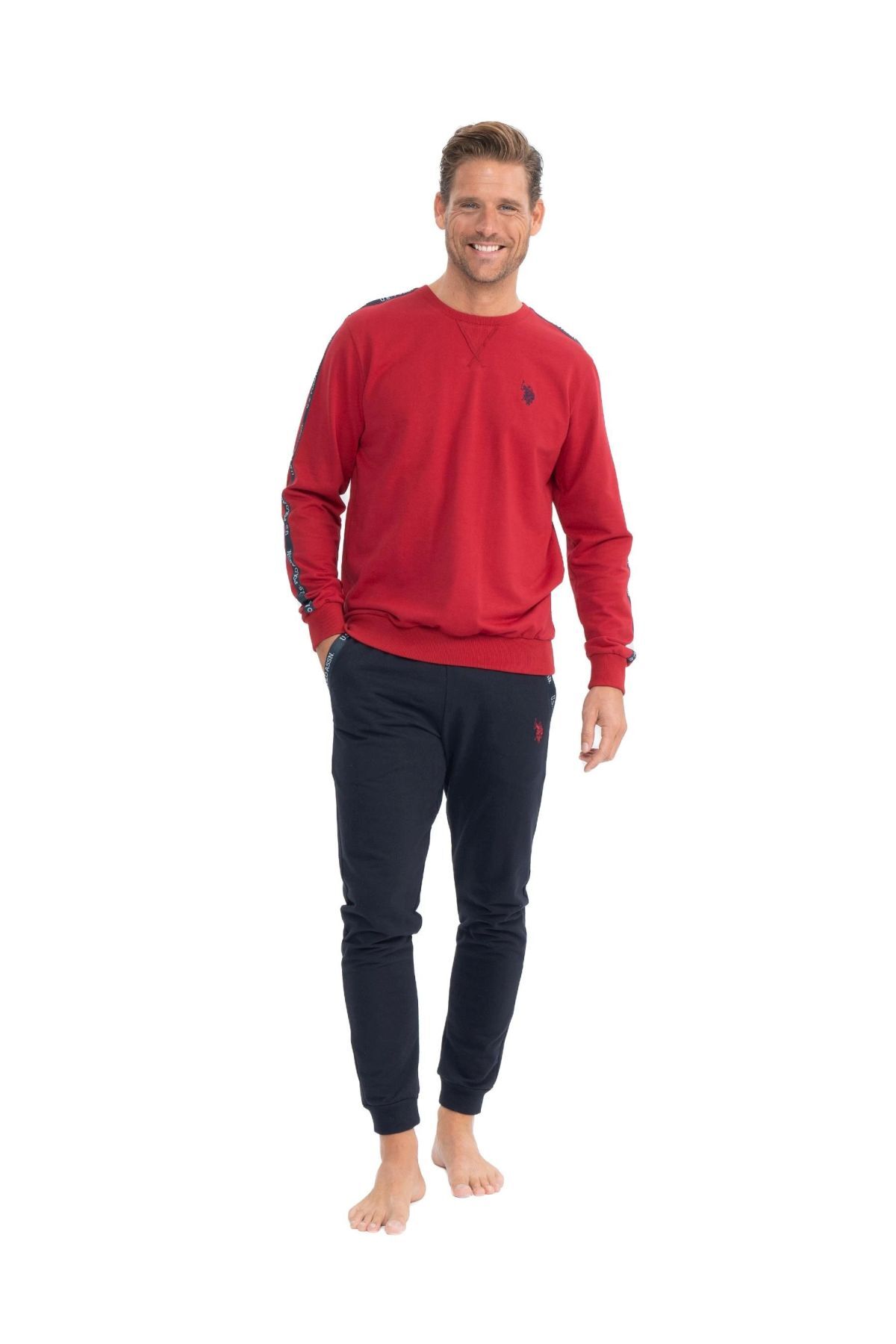 یو اس پولو تیشرت آستین بلند یقه گرد مردانه یو اس پولو مدل 18814