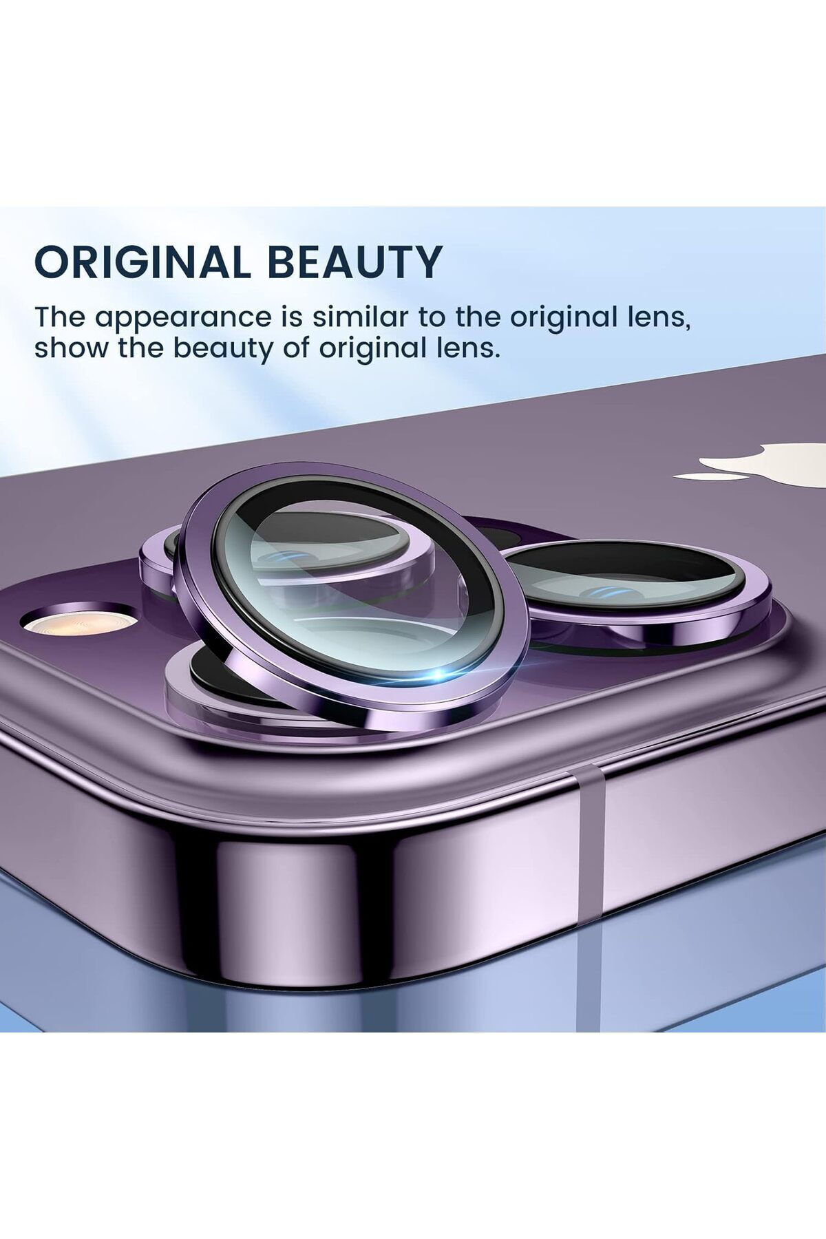 AWH-Camera Lens Protector for iPhone 14 Pro Max/Pro, Anti-Scratch HD Tempered Glass, Deep Purple 3