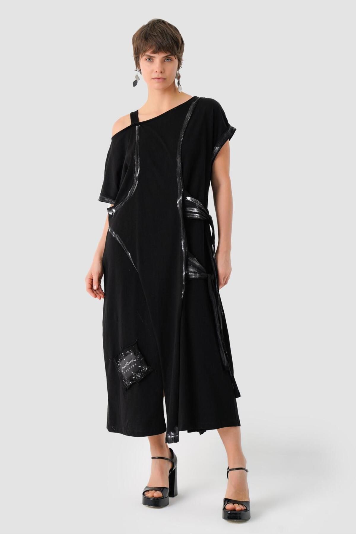 MARE BUTİK-Low Sleeve Shoulder Open Long Style Dress 4