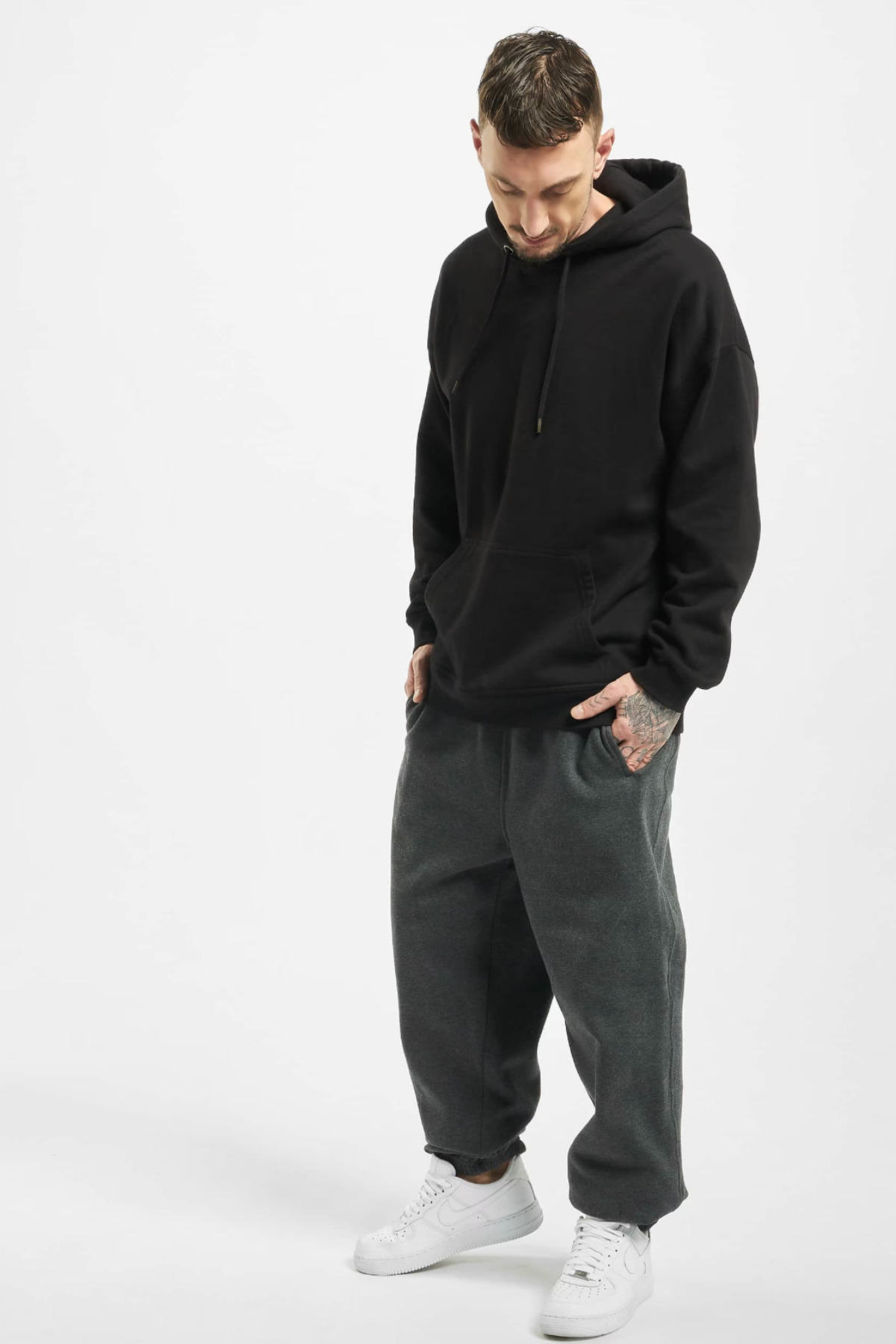 BSBSPOR Bol Kesim Ultra Bol Baggy Jogger Eşofman Altı Siyah Gri Füme görsel 3