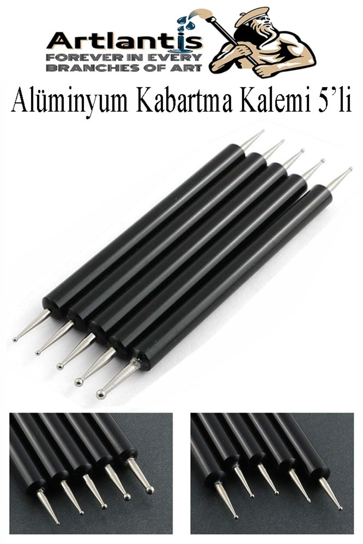 Artlantis Alüminyum Kabartma Kalemi 5 li 1 Paket Aliminyum Folyo Kabartma Çift Uçlu İzleme Noktalama Kalemi Gr