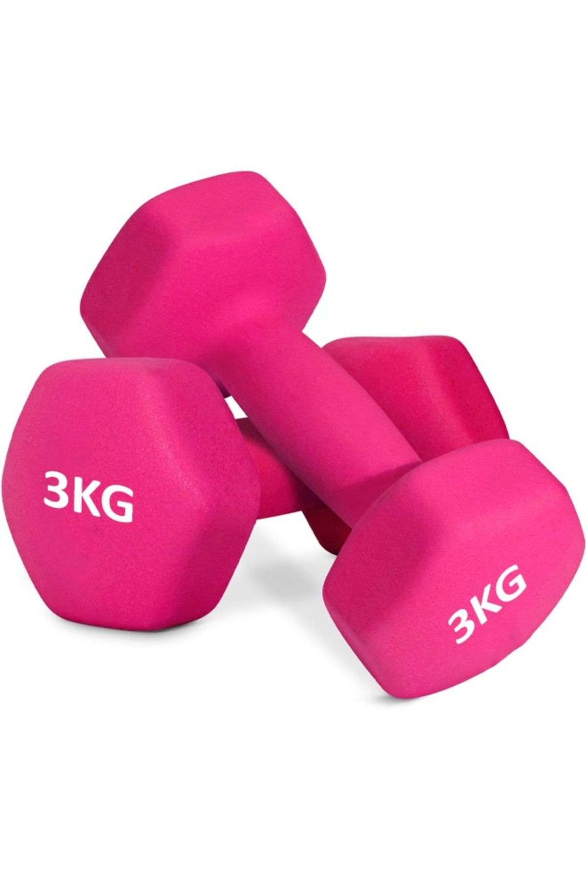 Fitness World-Weightlifting dumbbell made of vinyl, 3 kg, consisting of two pieces Pink 1