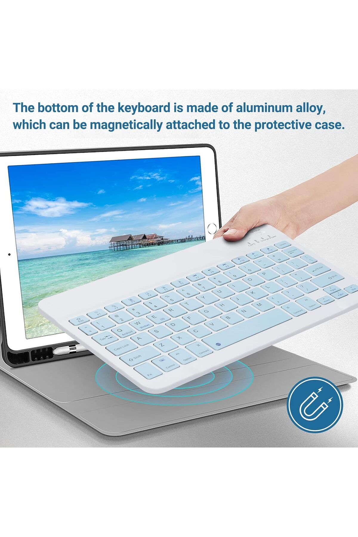 AWH-Wireless Bluetooth Keyboard & Mouse Combo, Ultra-Thin 2.4GHz Set  iOS, Android Windows (Blue) 6