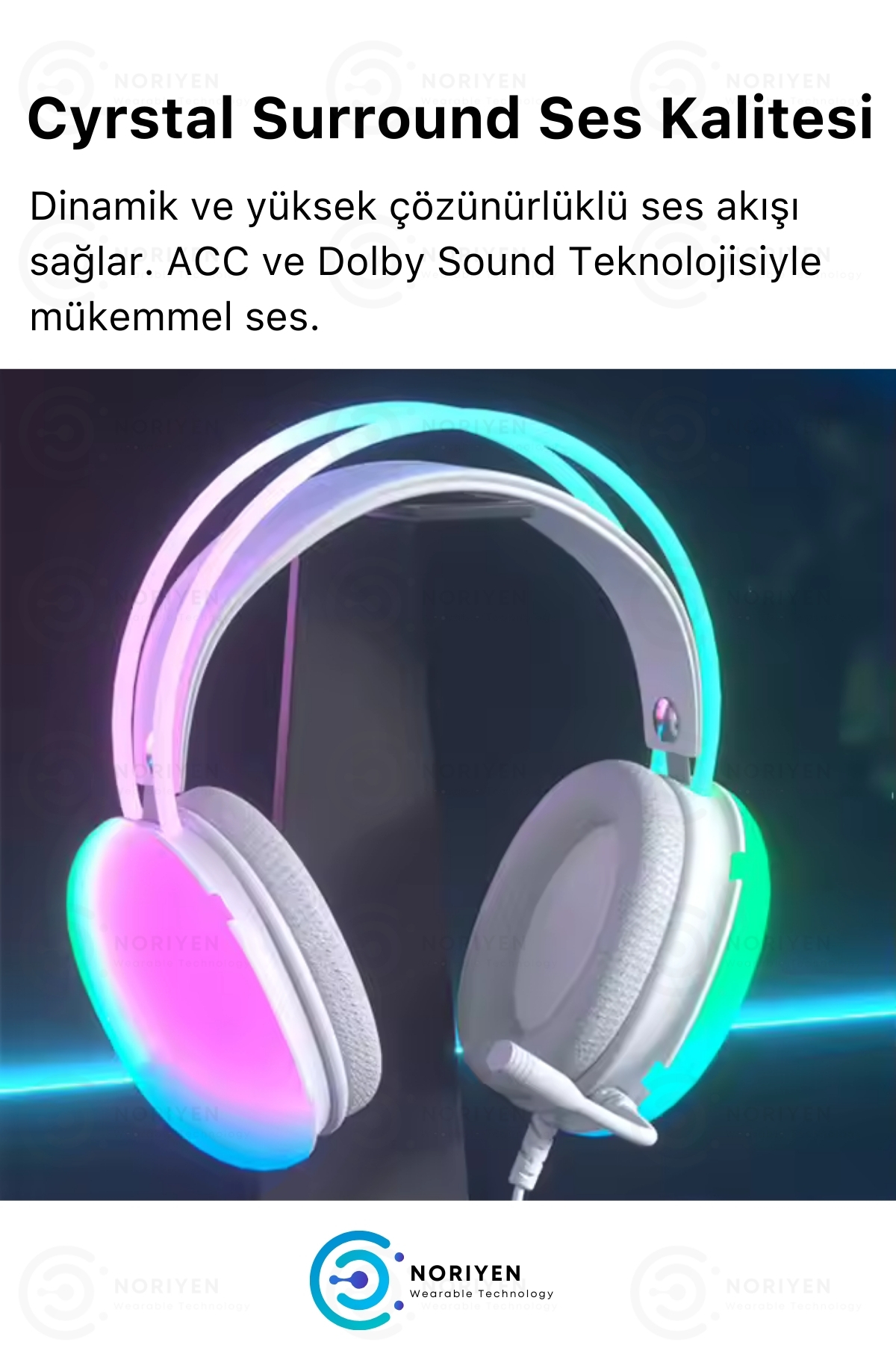 PG 580 Pro Gaming Premium Mikrofonlu RGB LED Işıklı 5.3 Bluetooth Kablosuz Kafa Üstü Oyuncu Kulaklık