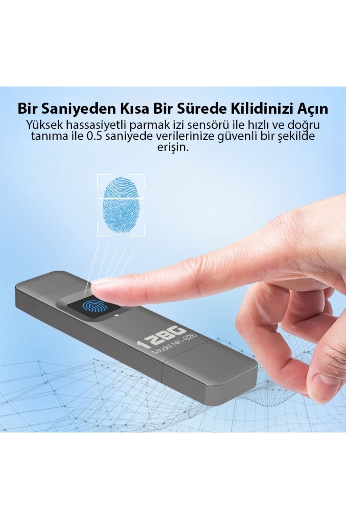Techmaster-128GB iPhone iPad USB Fingerprint Protected Flash Memory 5