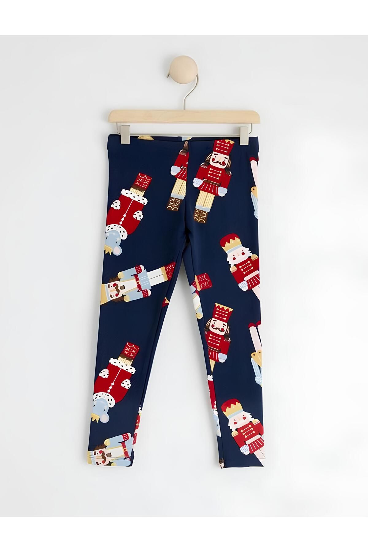 2kids2mom-Girls' Dark Blue Tights with Nutcracker, Lead Soldier and Mouse King Pattern 1