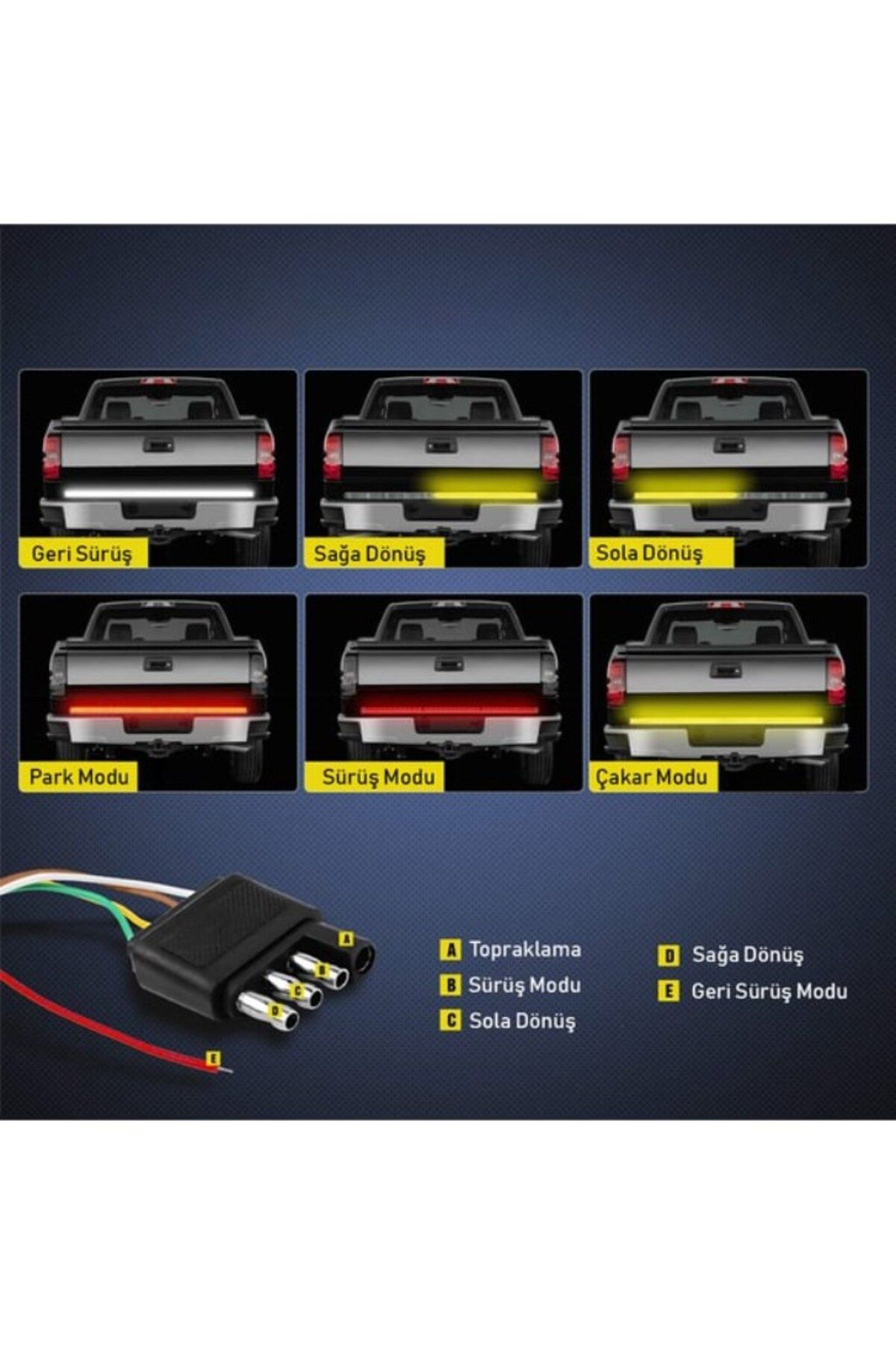 Techmaster-Pick Up Off Road 4x4 Under Trunk Sliding LED Signal 5 Modes 150cm 3