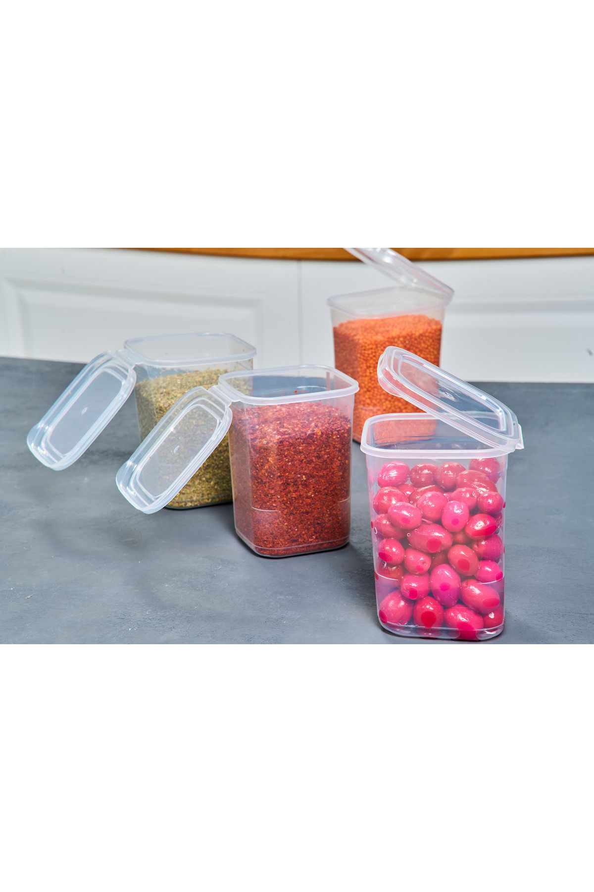 SUPERPUP-Set of 12 Self-Covered Square Storage Containers Food and Condiment Set 1150 ml 6