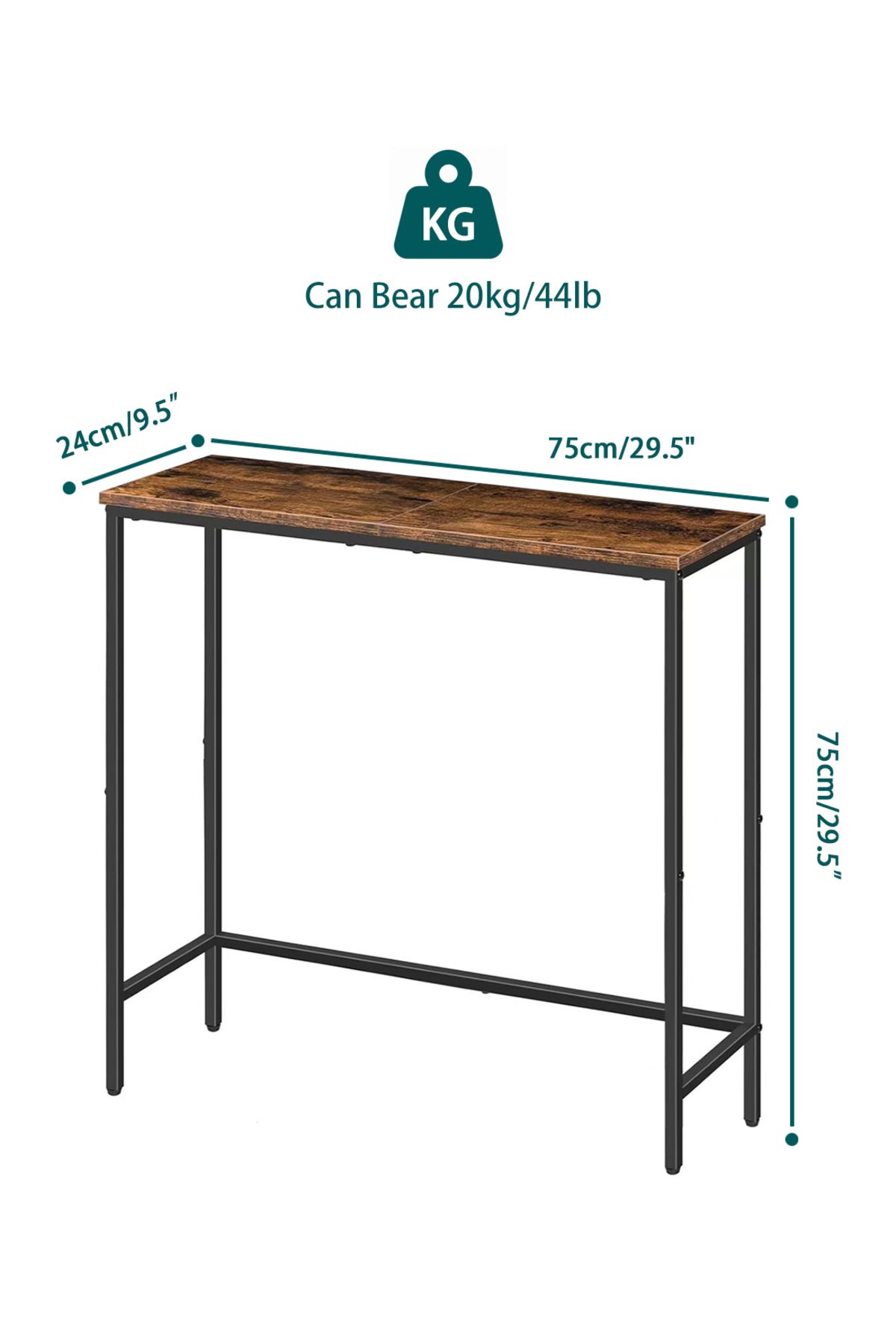 EqiEch-Narrow Console Table for Small Spaces, Easy Assembly Entryway & Side Table - 75x24x75cm 5