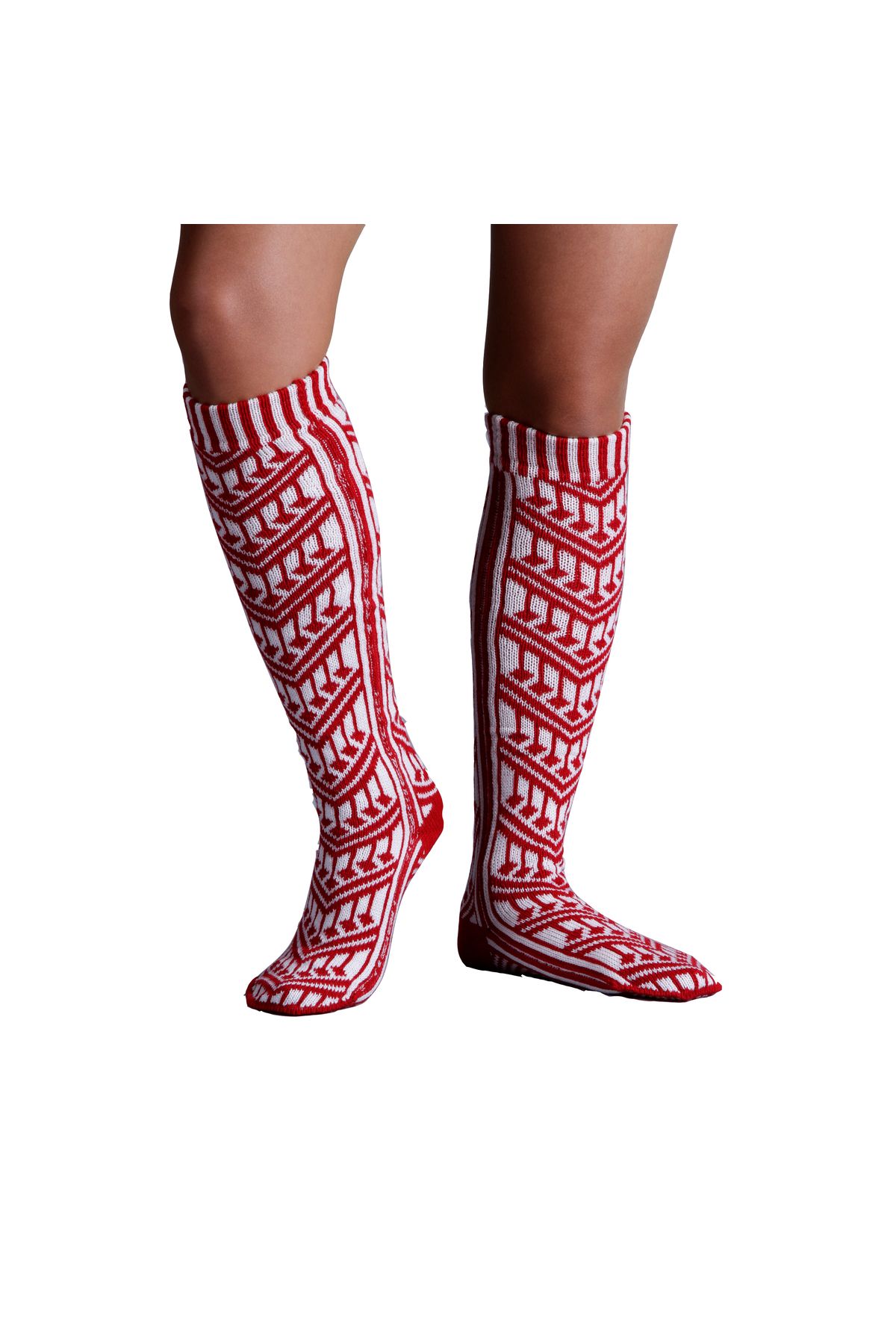 Armelit-Black Sea Local Patterned Red Long Casual Woven Socks 1