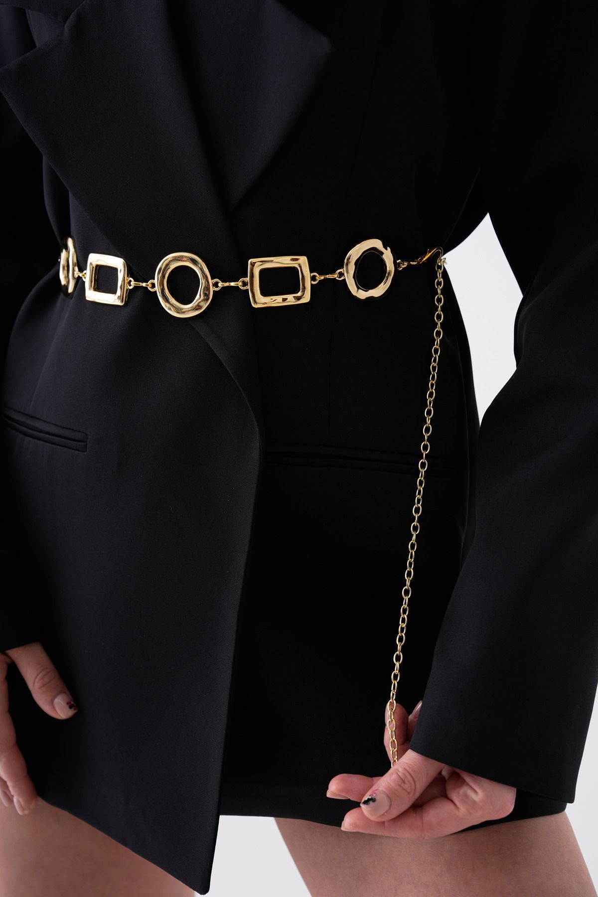 bayansepeti-Gold Chain Belt 7300 - Ring and Square Buckle 8