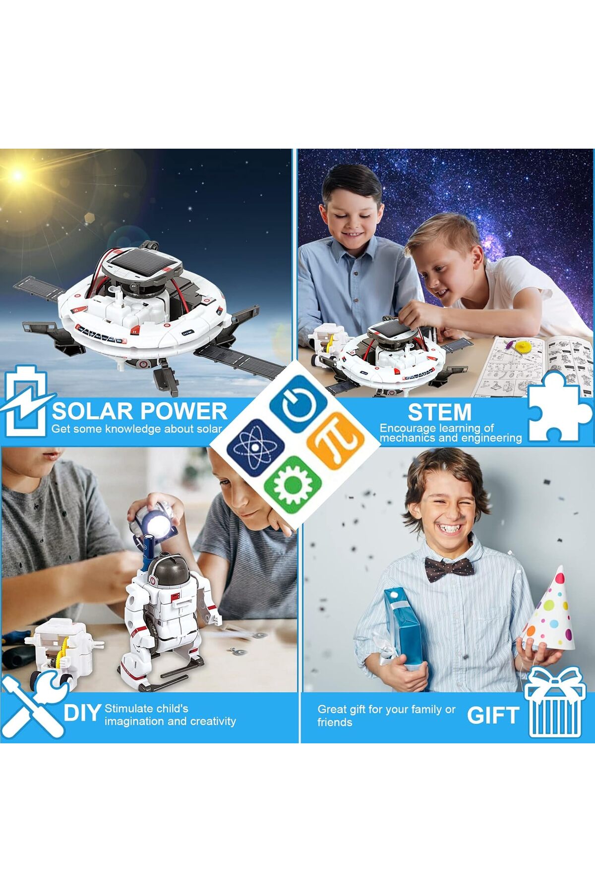 کیت‌های علمی فورکتِم برای کودکان ۸ تا ۱۲ سال، کیت استم ربات خورشیدی، اسباب‌بازی آموزشی