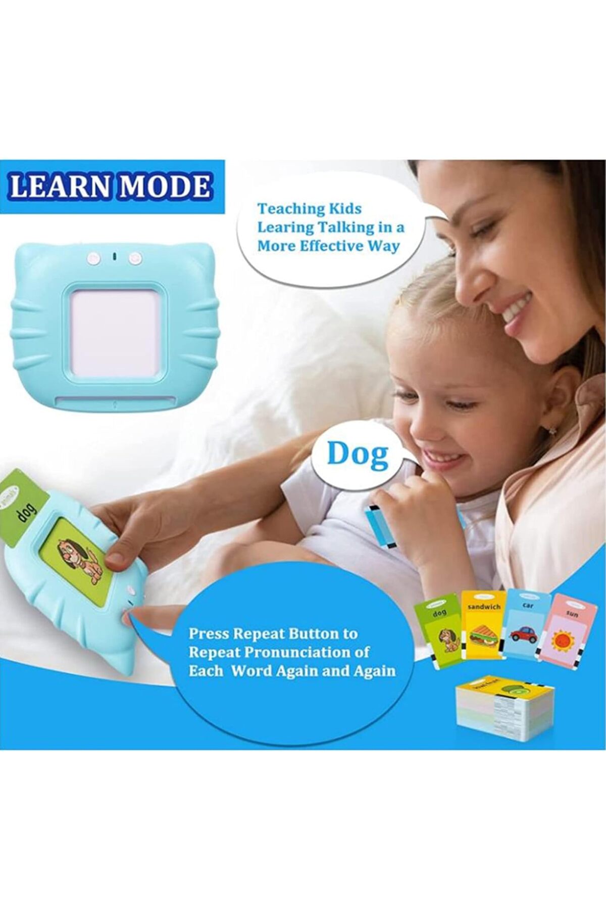 کارت‌های فلش صحبت‌کننده، دستگاه خواندن آموزشی با ۲۲۴ واژه، اسباب‌بازی مونته‌سوری برای نوپاها