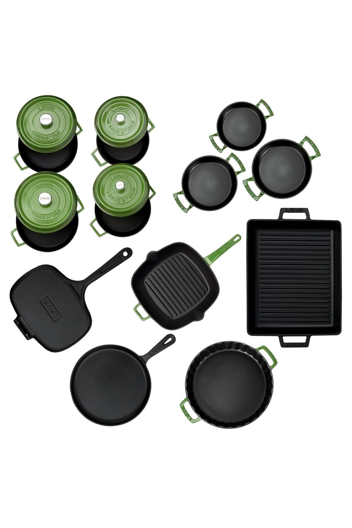 Lava-Cast Iron 12X Trendy Series 17 Piece Cookware & Pans Set 4