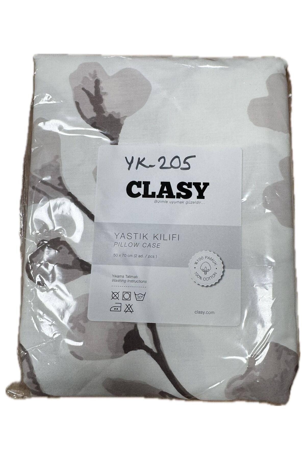 Clasy-Ranforce 2 Pcs White Coffee Floral Pillowcases 2