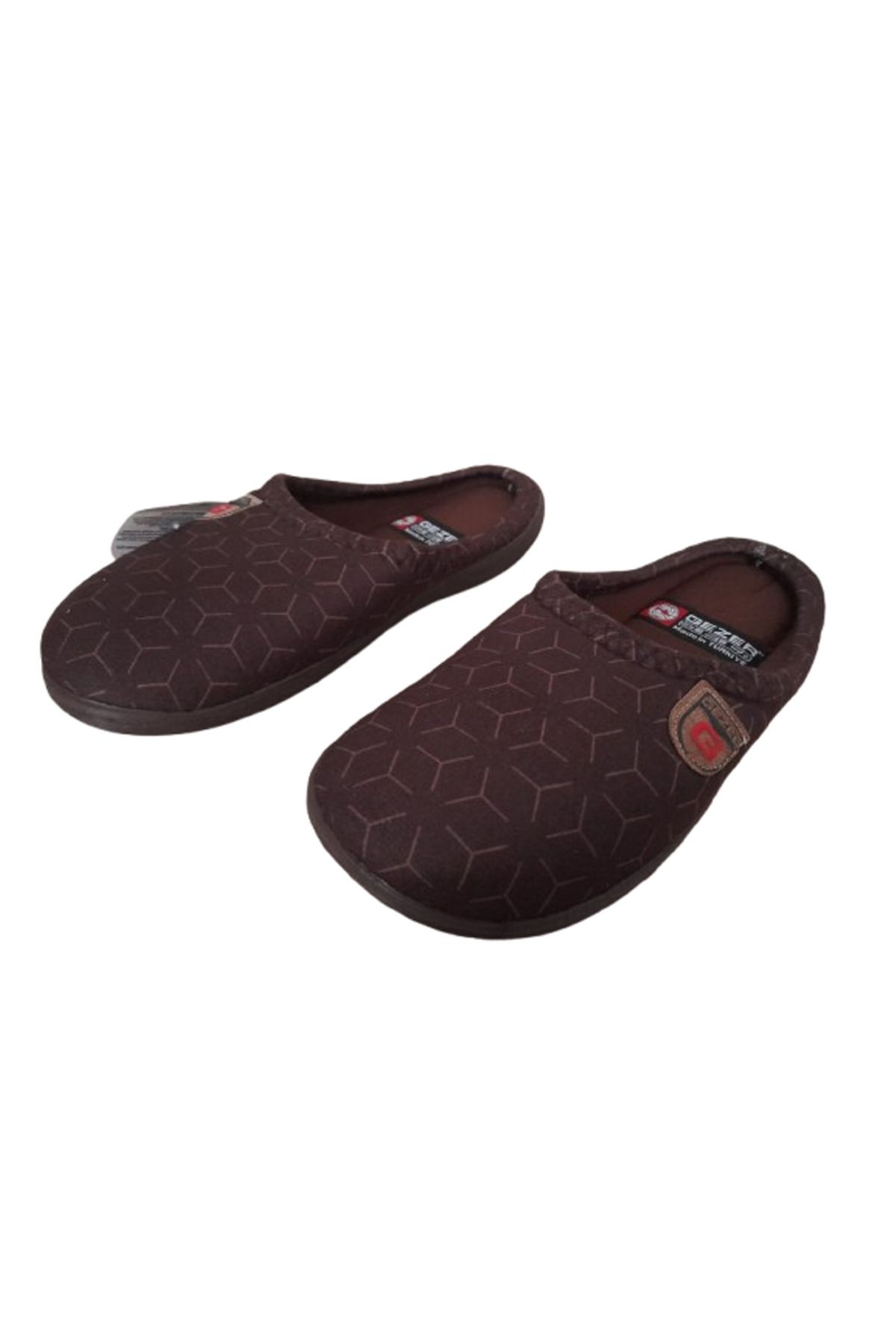 GEZER-Men's Brown Striped Orthopedic Pvc Sole Indoor Daily Slippers 4