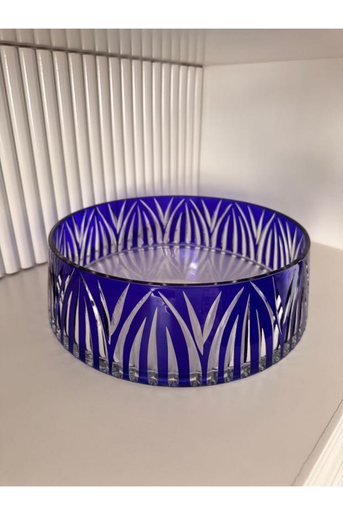 dekorasyon garajı-28cm Blue Mercury Crystal Cut Glass Salad Bowl 4