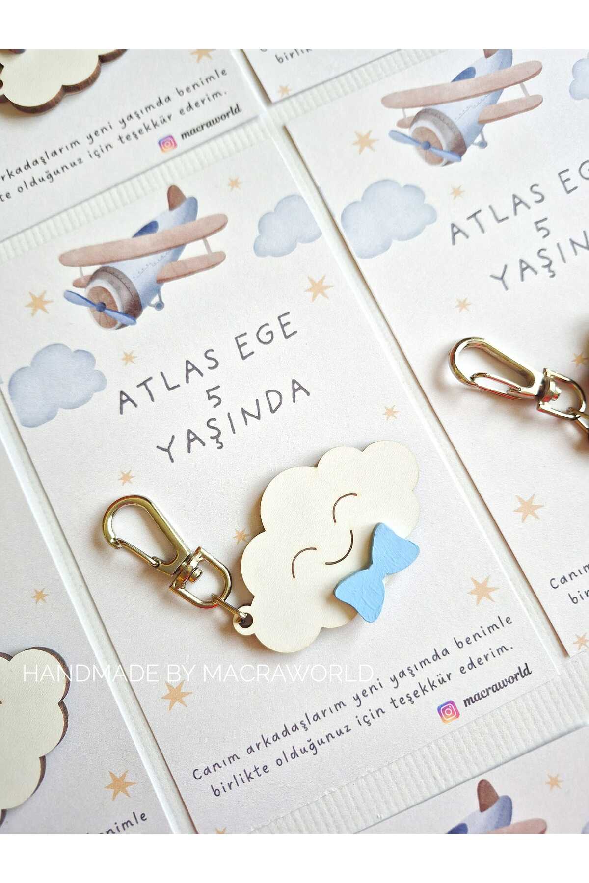 macra world Bulut Konseptli Doğum Günü, Karne Hediyesi Ahşap Hediye Anahtarlık Çanta Süsü fotoğrafı 5 (önizleme)