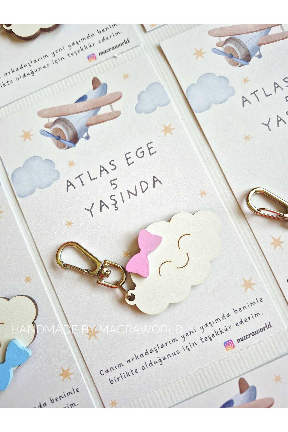 macra world Bulut Konseptli Doğum Günü, Karne Hediyesi Ahşap Hediye Anahtarlık Çanta Süsü fotoğrafı 4 (önizleme)