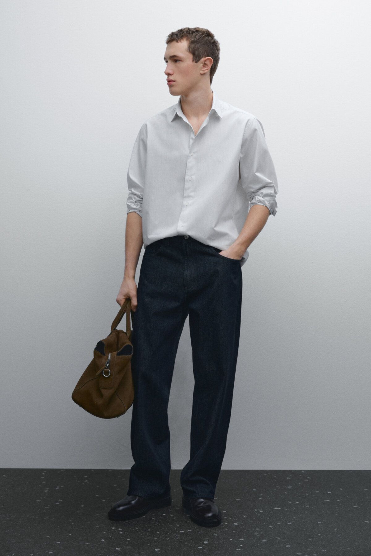 پیراهن پوپلین نخی راه راه Massimo Dutti