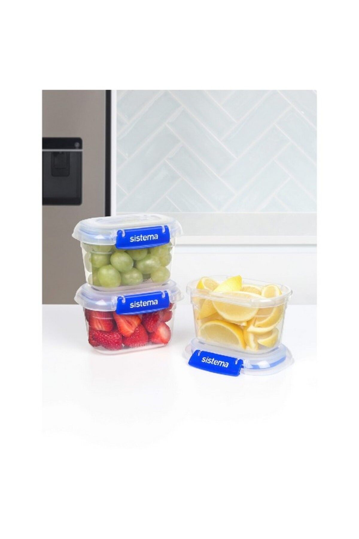 Sistema-3-Piece Leak-Proof Rectangular Klip It Plus Food Storage Container Set 400ml 3