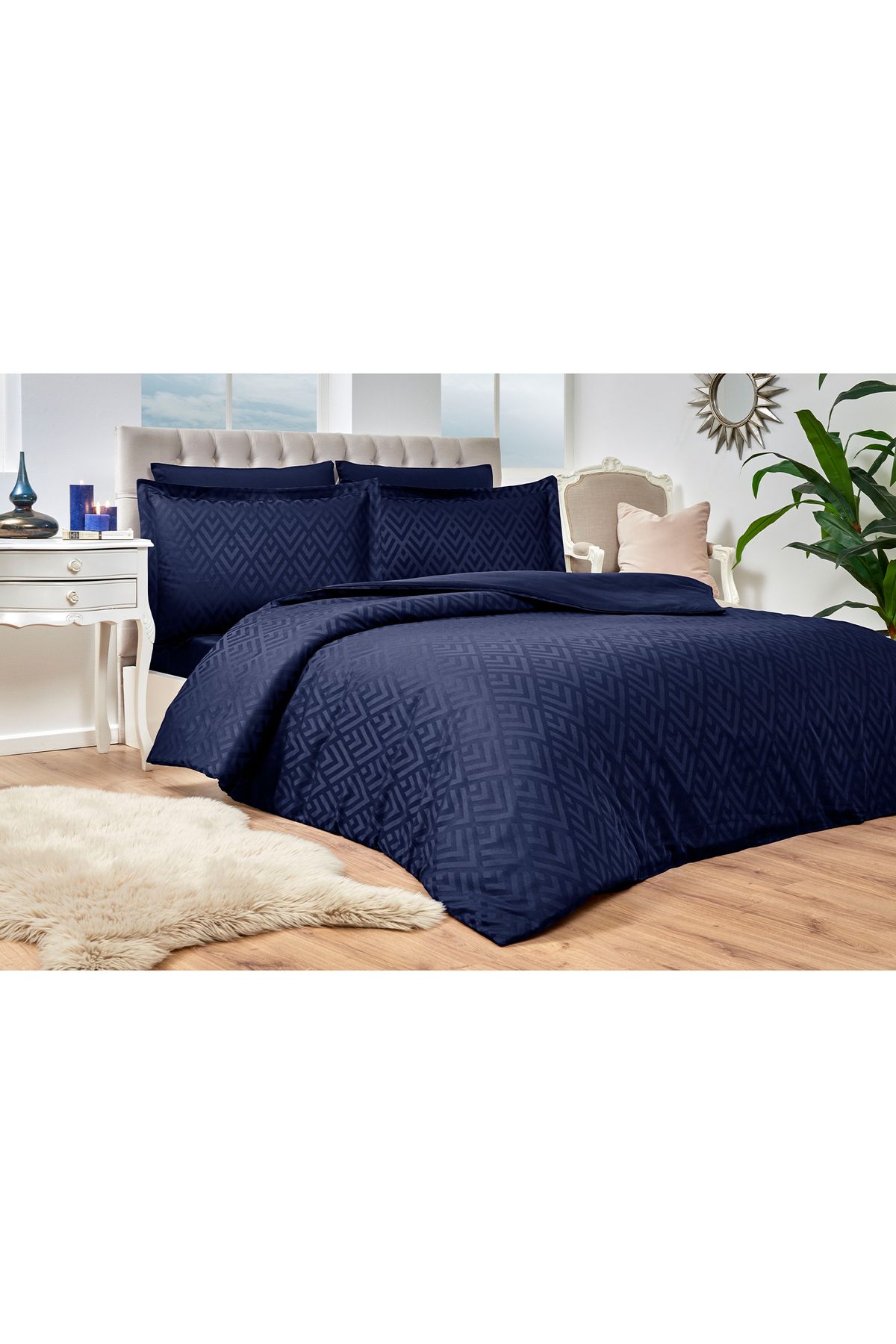 Özdilek-Özdilek Geometric Double Jacquard Satin Duvet Cover Set 4