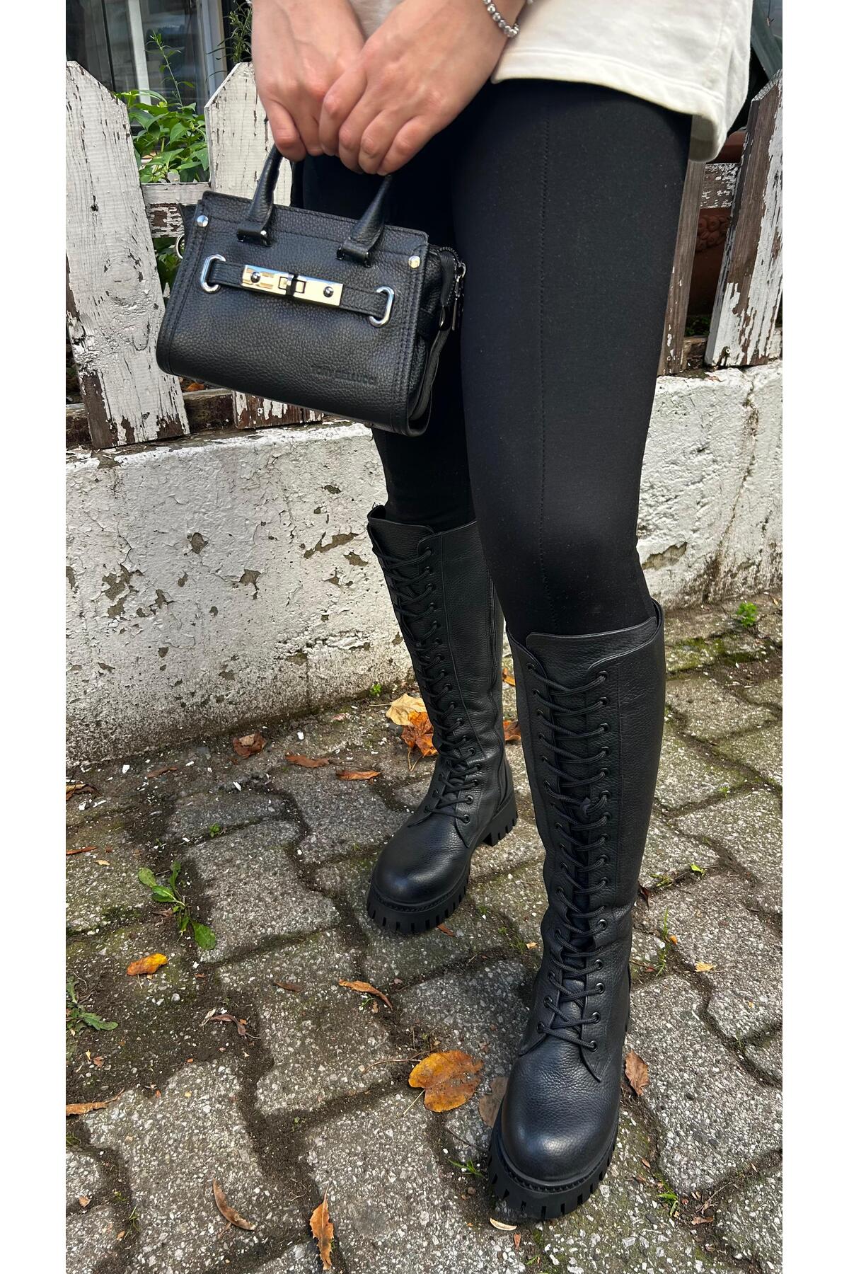 by emine eren emotion shoes Magel Siyah Örgülü Çizme