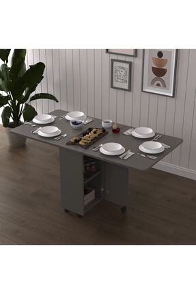 Asra Trend Asra Trend MDF Katlanır Mutfak Yemek Çalışma Masası, Koyu Gri, 155...