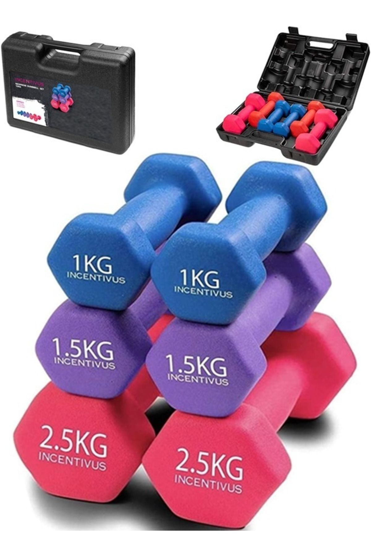 Fitness World-Dumbbell Set, 10 Kg, Multicolor, A Bag Of Dumbbells And Weights From 2