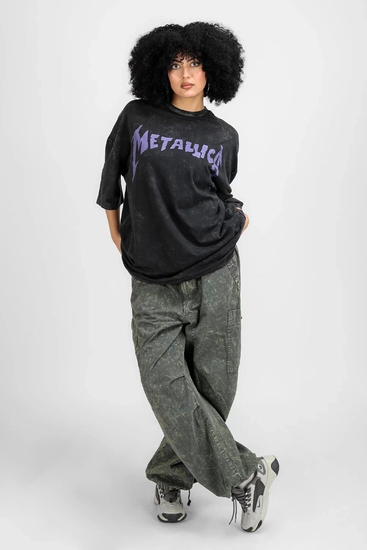 Violon-Unisex Metallica Purple Oversize T-shirt - Back Printed, Washable 4