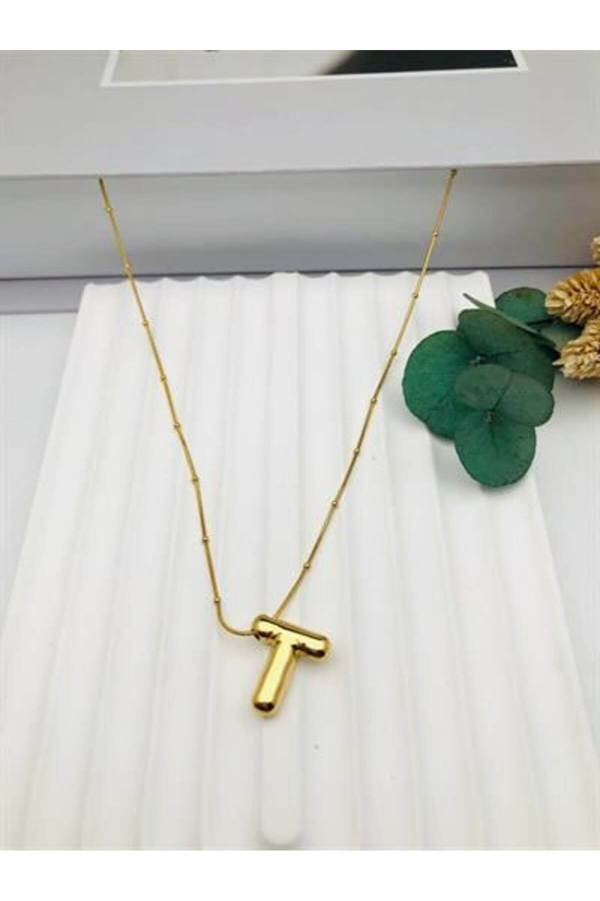 HEDİYELANDY Balon (T) Harf Çelik Kolye 45 Cm (Gold) 0106249