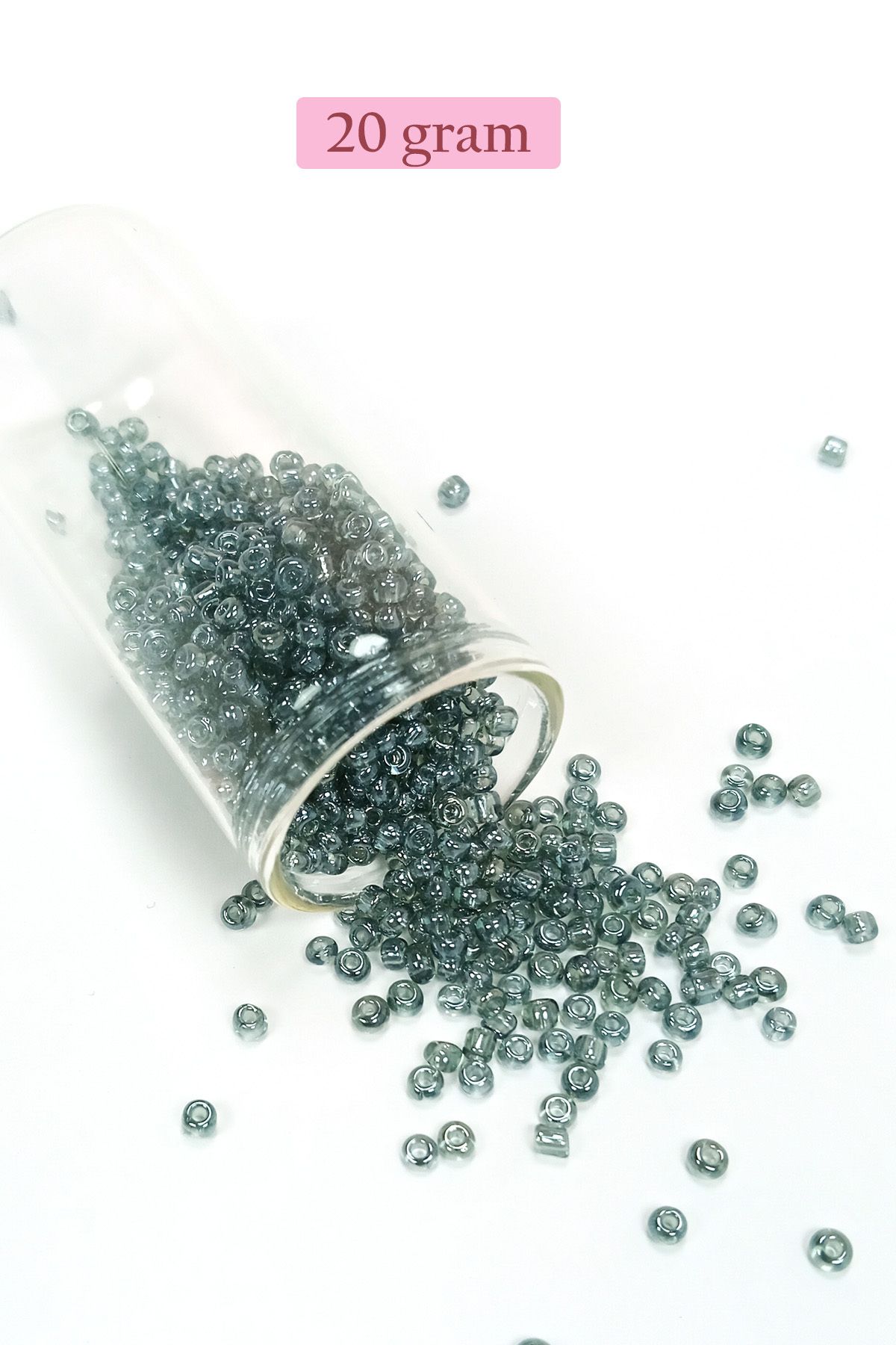 Royaleks Dökme Cam Kum Boncuk (8/0) 3 mm - 20 Gram - Şeffaf Gri - BNC174