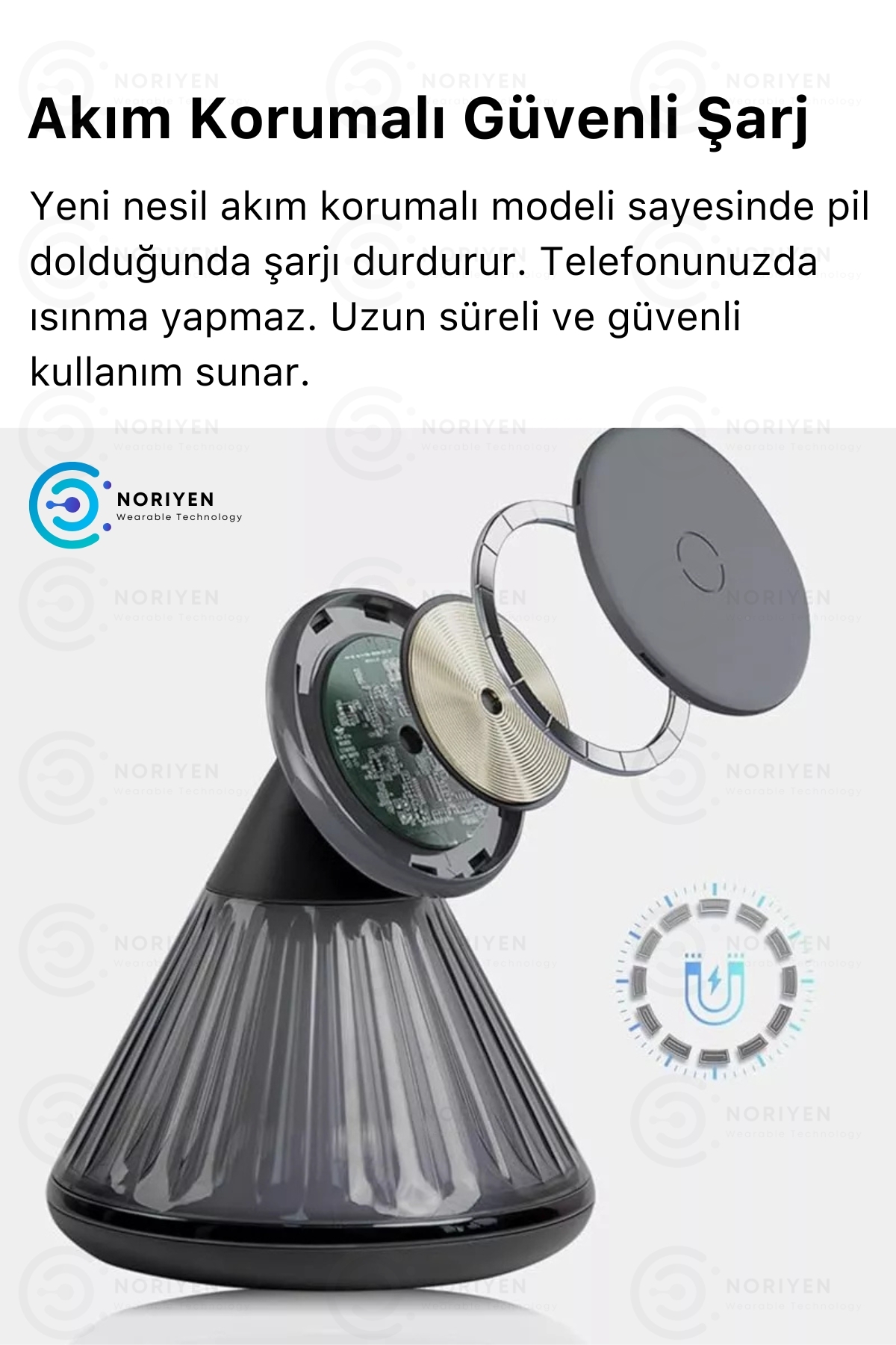 Premium 15W Manyetik Hızlı Wireless Kablosuz Şarj Standı Gece Lambalı Apple iPhone Android Uyumlu