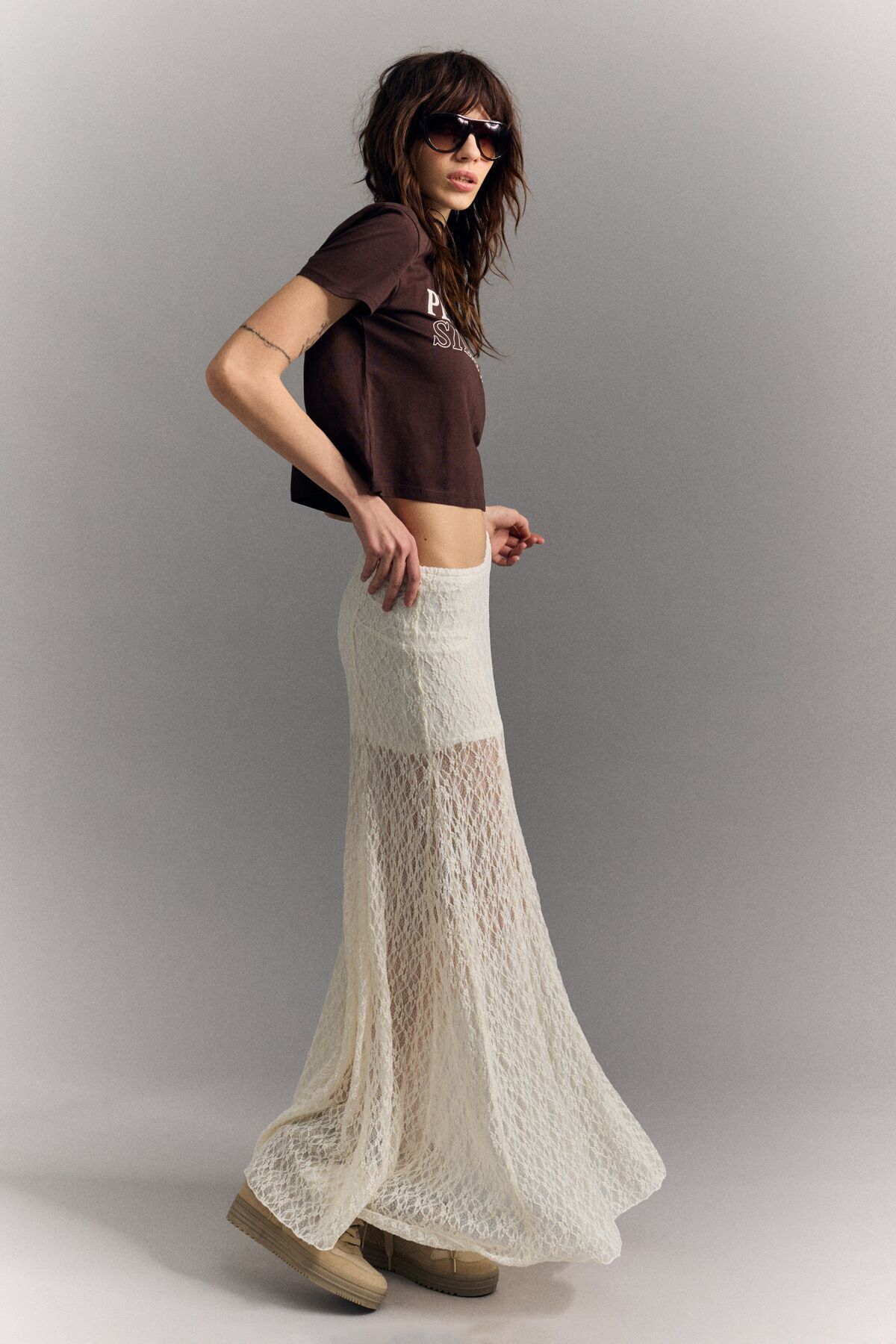 Bershka-Blonde lace midi skirt 2