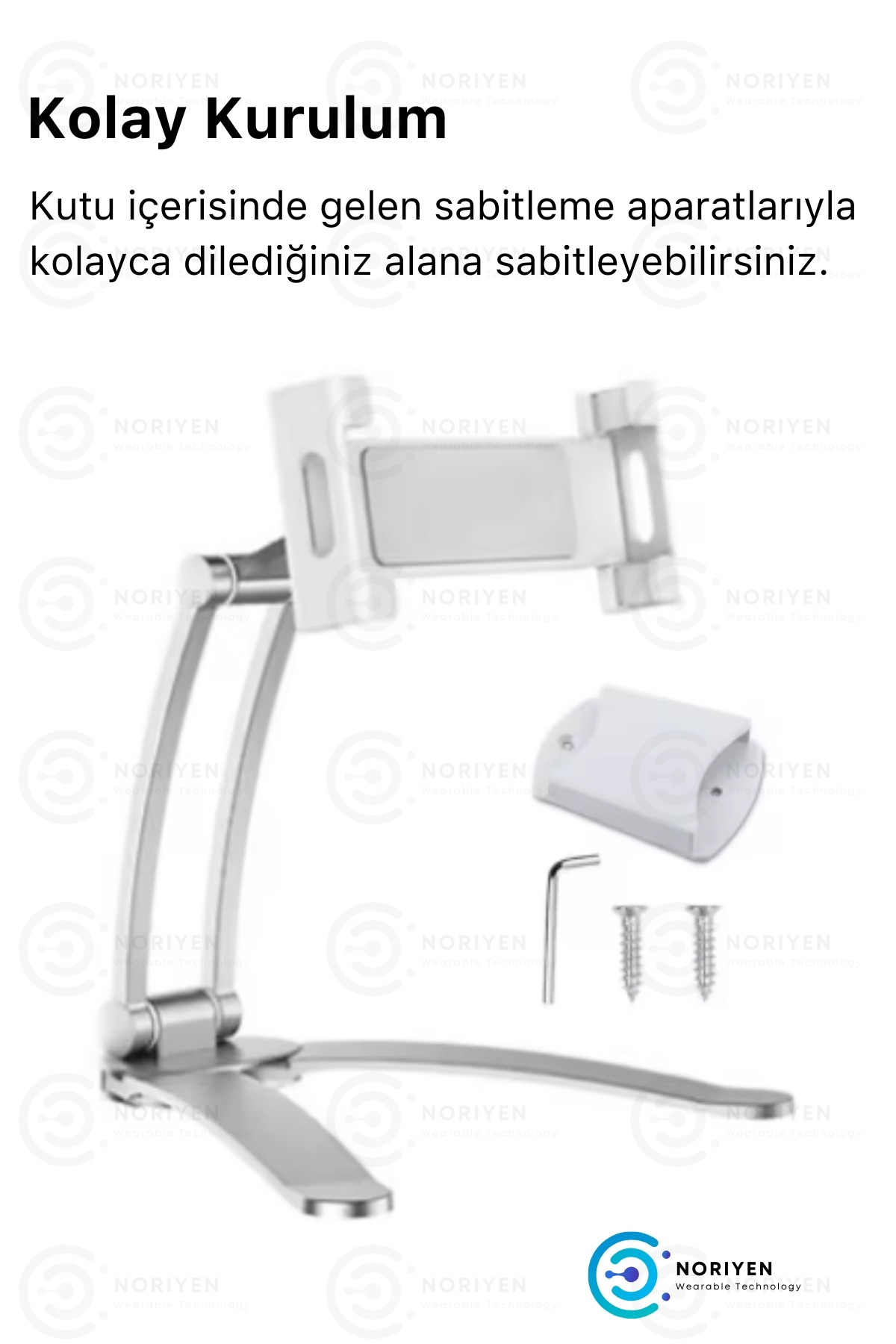 Çok Fonksiyonlu Portatif ve Masaüstü Tüm Telefon ve Tabletlere Uyumlu Metal Kasa Tutucu Stand Beyaz