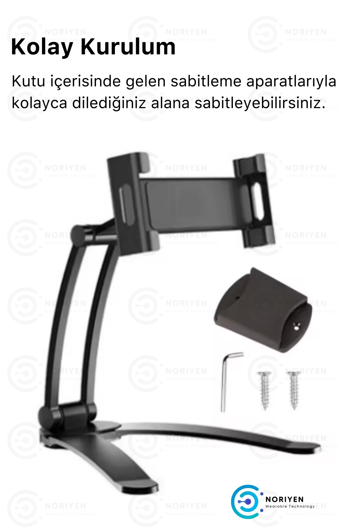 Çok Fonksiyonlu Portatif ve Masaüstü Tüm Telefon ve Tabletlere Uyumlu Metal Kasa Tutucu Stand Siyah