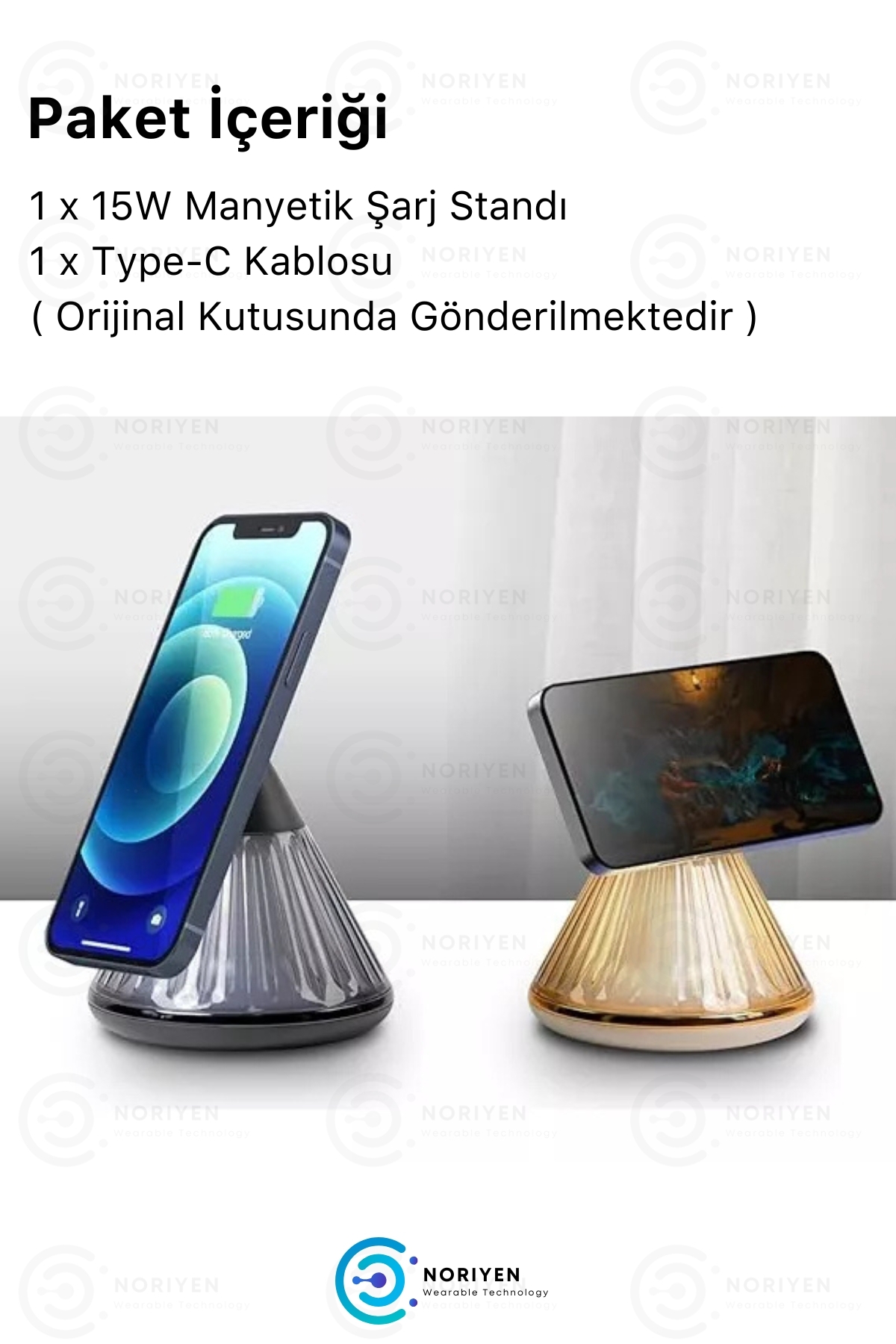 Premium 15W Manyetik Hızlı Wireless Kablosuz Şarj Standı Gece Lambalı Apple iPhone Android Uyumlu