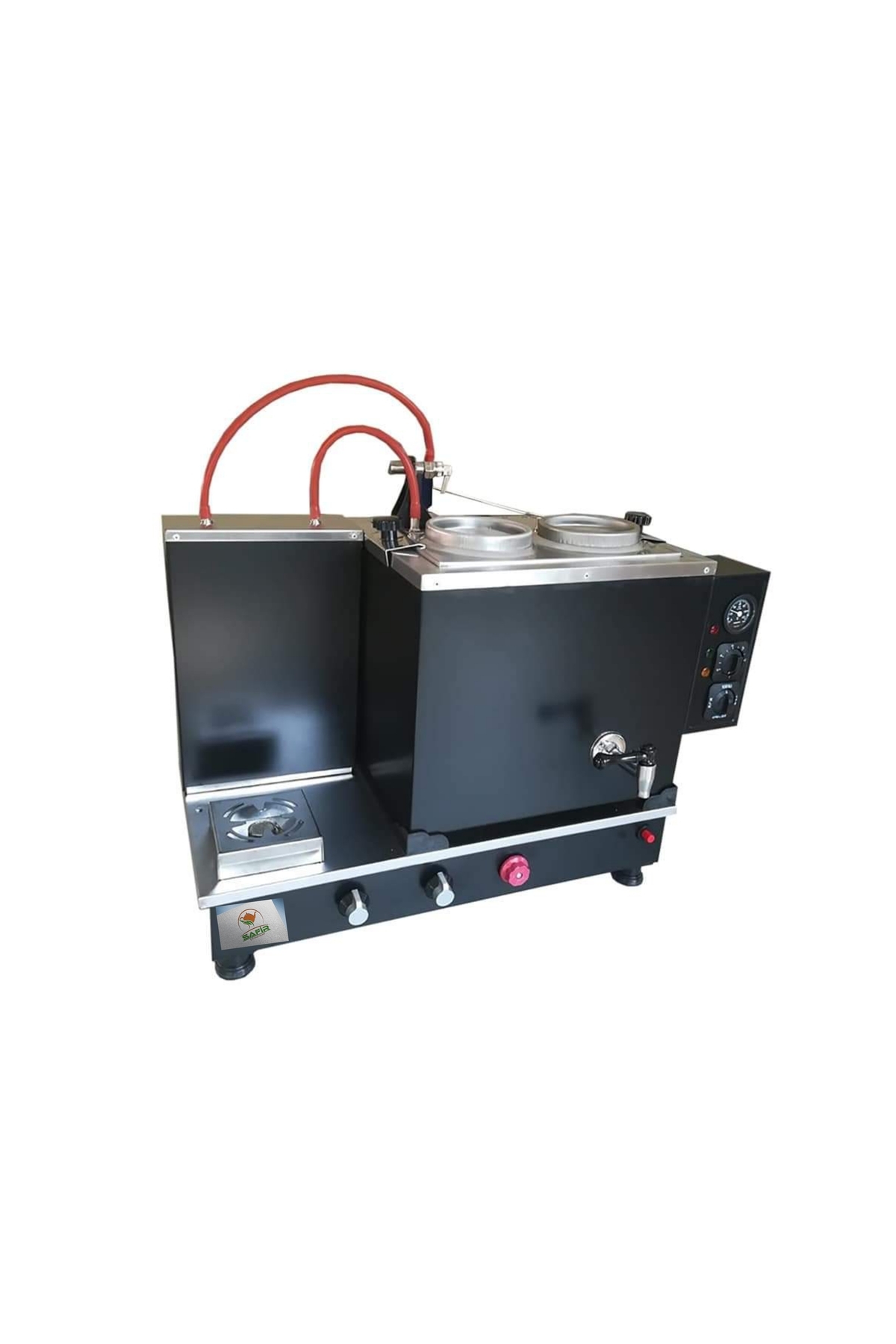 SAFİR ÇAY KAZANLARI Safirim Siyah Çay Kazanı 2 Gözlü Siyah Elektrostatik Boyalı Çay Ocağı Elek. Doğalgazlı Çay Makinesi