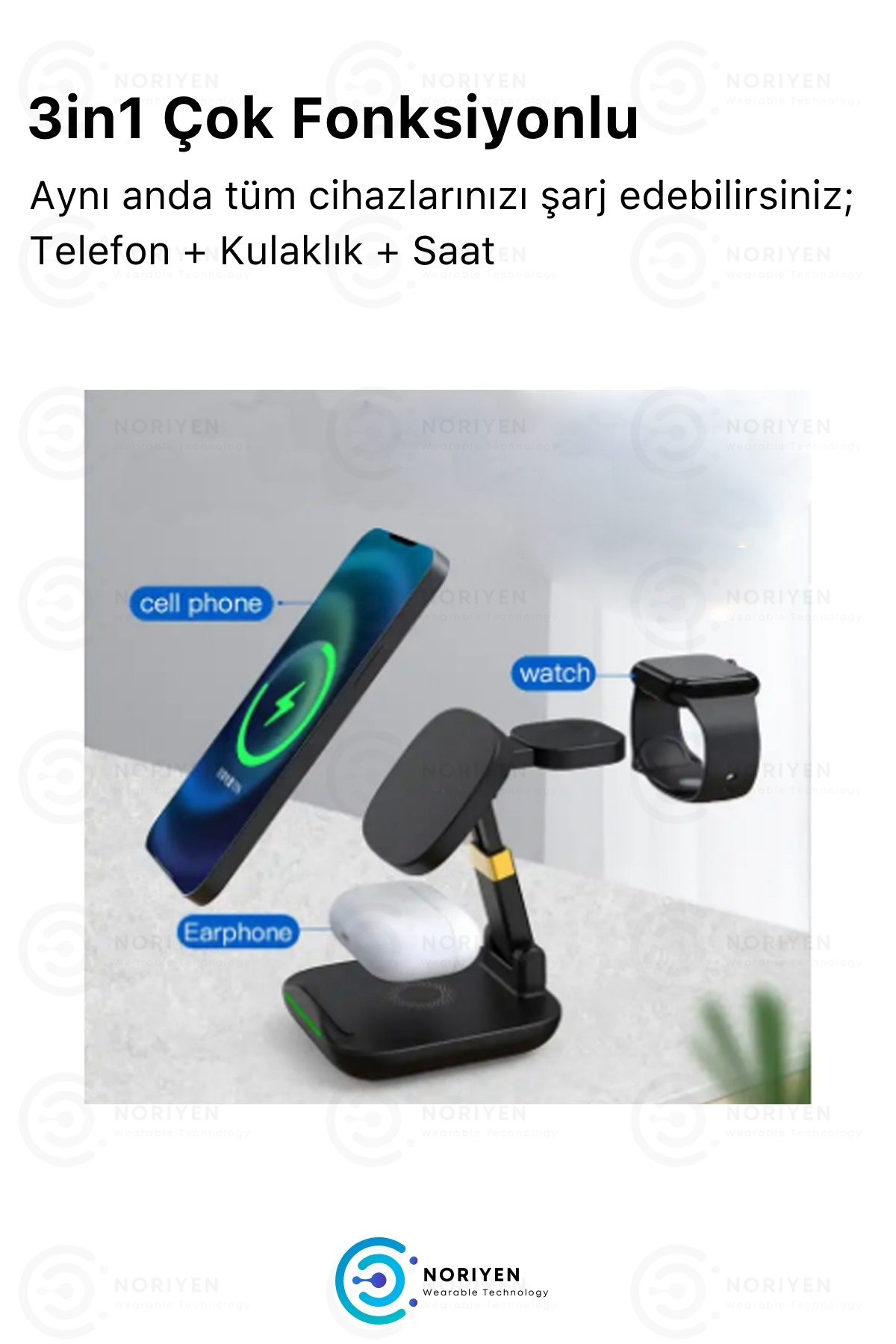 Premium Seri Manyetik Wireless Kablosuz Şarj İstasyonu iPhone iOS Android Uyumlu Lüks Şarj Standı