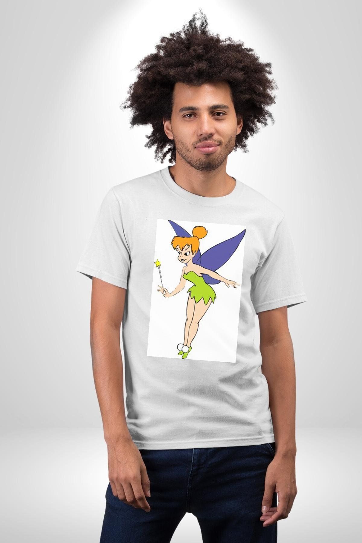 Navcoli-Tinker Ball Angel Peter Pan Cartoon Graphic Printed Cotton Combed Cotton Women Men White T-Shirt 6