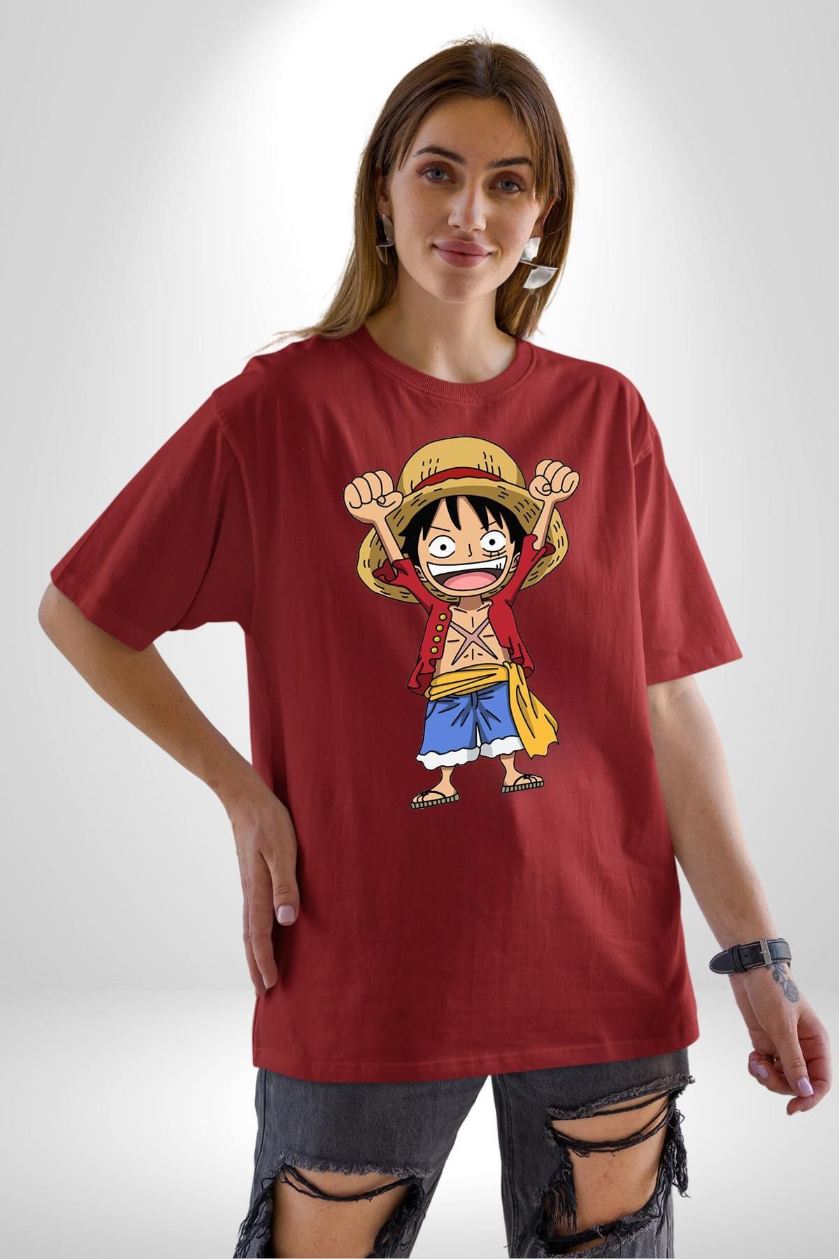 Navcoli-Anime Pirate Hero Adventurer Spirit and Pirate Graphic Printed Cotton Combed Cotton Women Men's Red T-Shirt 4