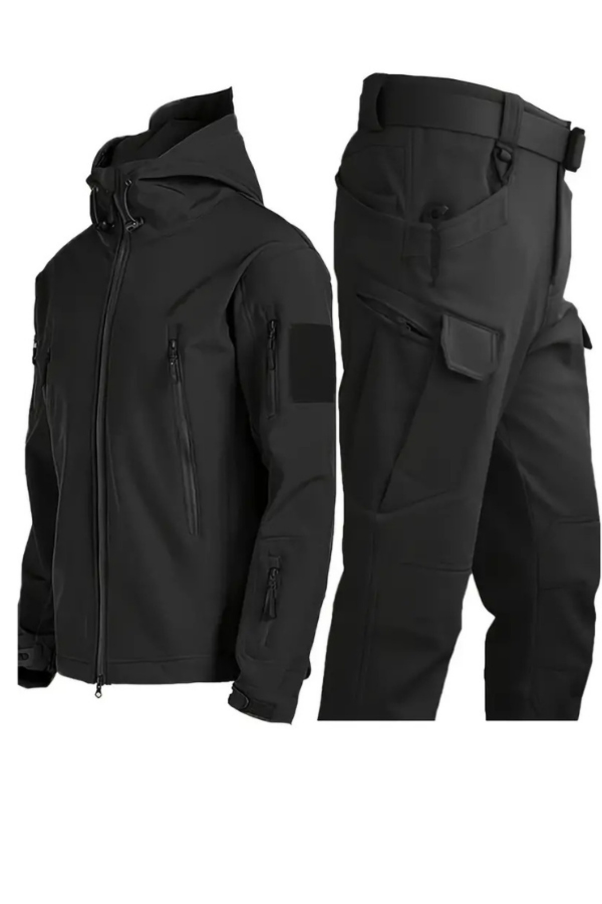 کاپشن تاکتیکی ضد آب زمستانی تیم مدل Softshell با آستر پشمی و شلوار Softshell با آستر پشمی — مشکی 111bnvb11TYCNUDW8UN170368190869879hkhg