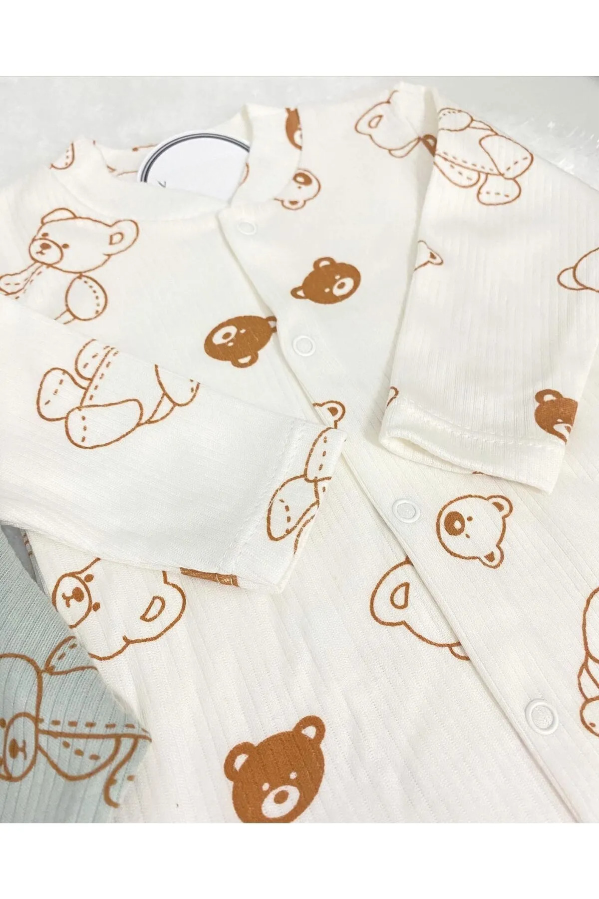 teknotrust Haki Erkek Bebek Ayıcık Desenli 2li Tulum Takımı Yenidoğan fotoğrafı 6 (önizleme)