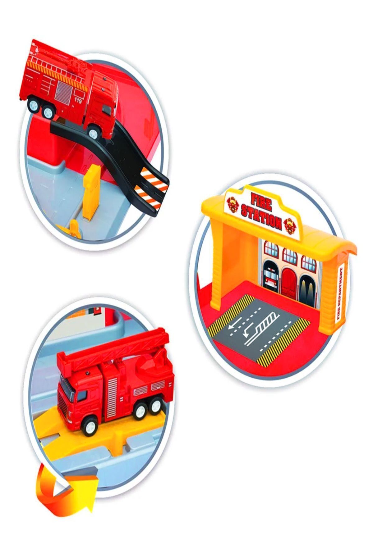 a v d a Itfaiye Oyuncak Garaj Seti Pisti - Otopark - Istasyon Araba Oyun Seti fotoğrafı 4 (önizleme)