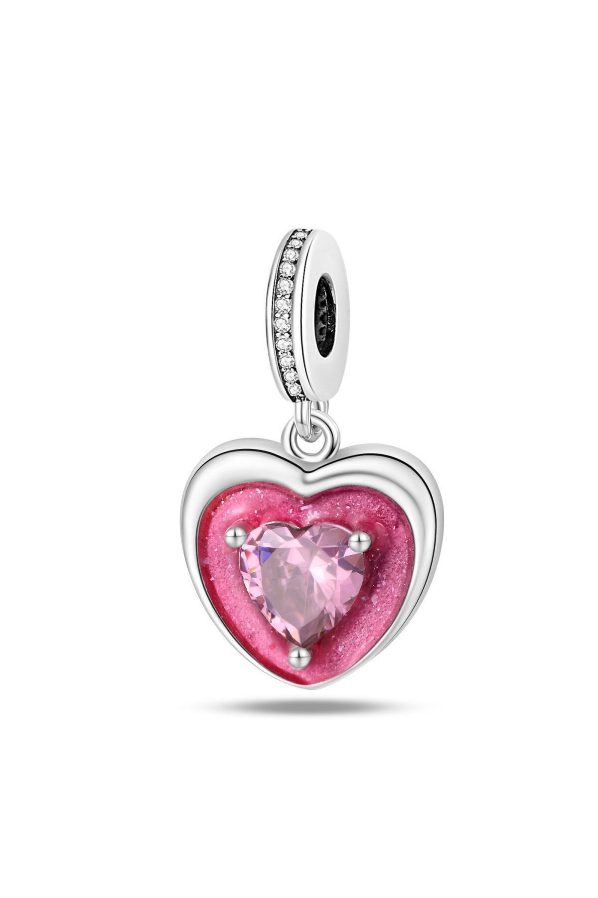 MAM-Heart to Heart Pink Silver Charm 1