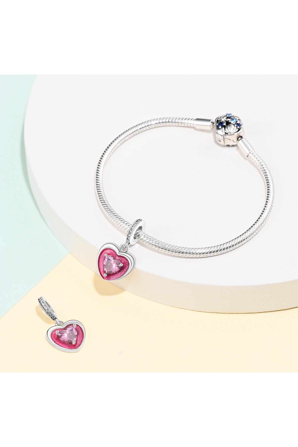 MAM-Heart to Heart Pink Silver Charm 3