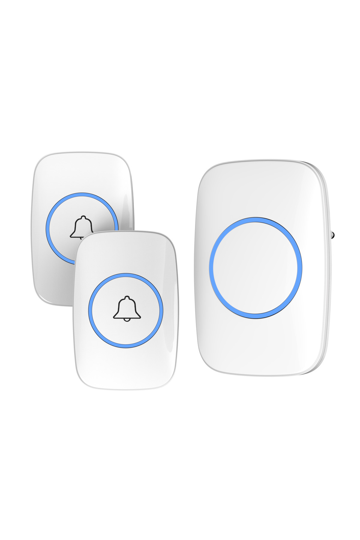 2 Buttons Wireless Doorbell White Logoless Design Remote Controlled Led Illuminated Doorbell