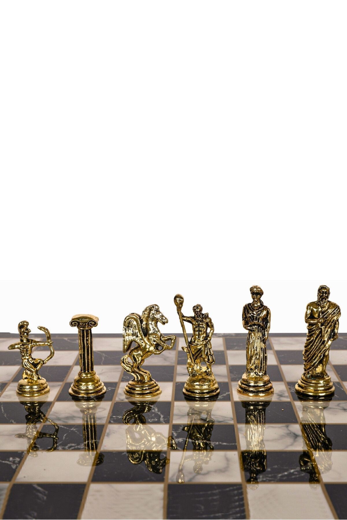 Cooper Chess-مجموعة شطرنج معدنية| رقعة شطرنج منقوشة بالرخام مقاس 25 سم| آرتشر روماني مع شخصية الله الأسطورية 5