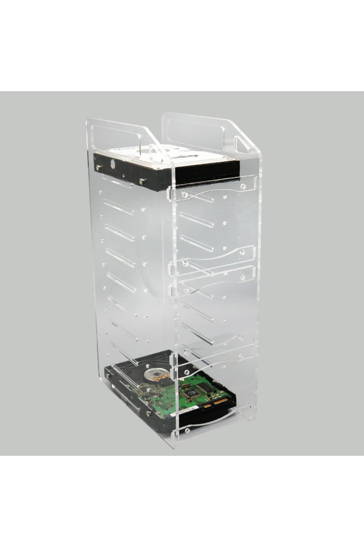Ninth World-10 Bays No Fan New Diy Acrylic Hard Drive Bracket Transparent Hard Disk Shelf Desktop Computer Exter 1